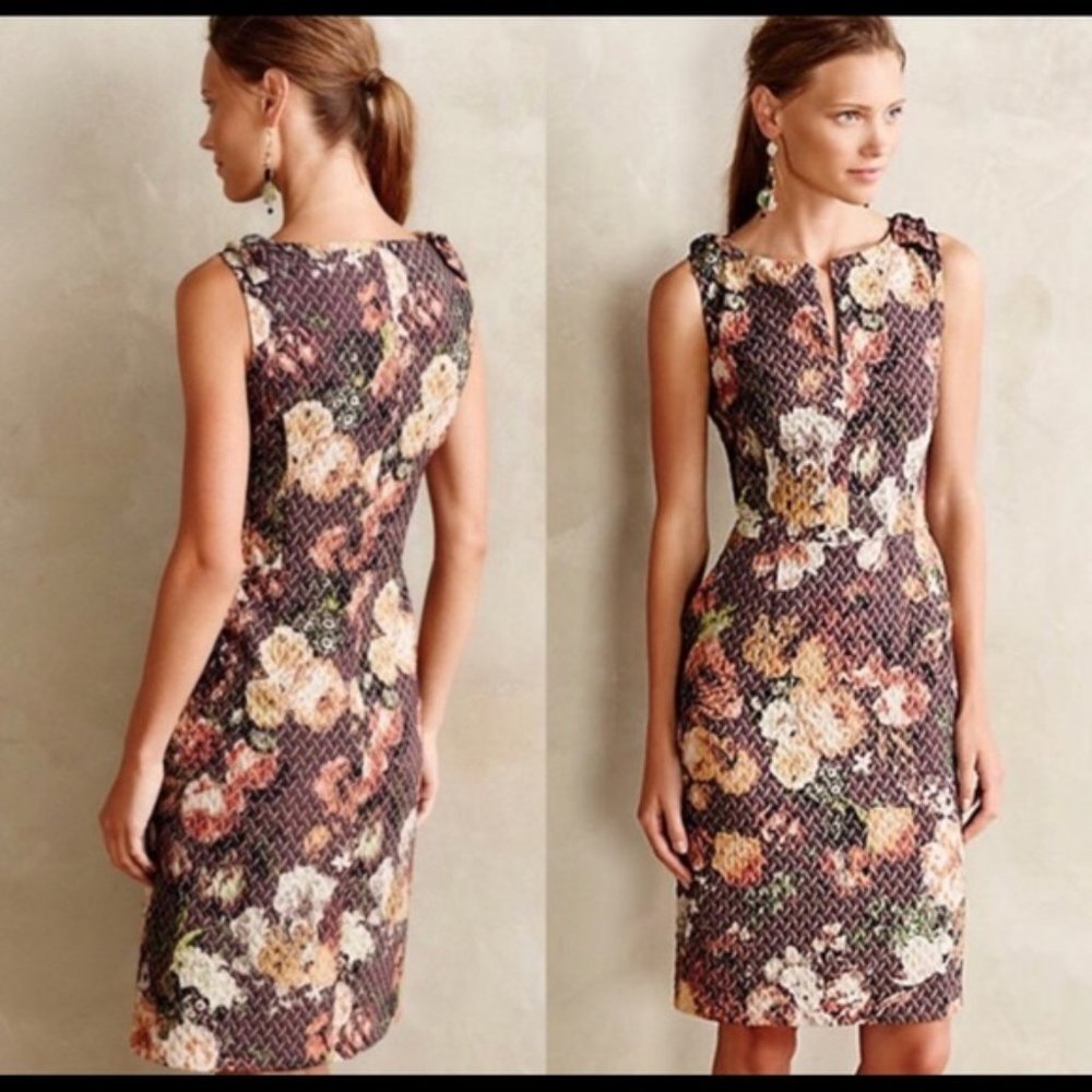 Anthropologie Tabitha Quilted Floral Sheath Dress
